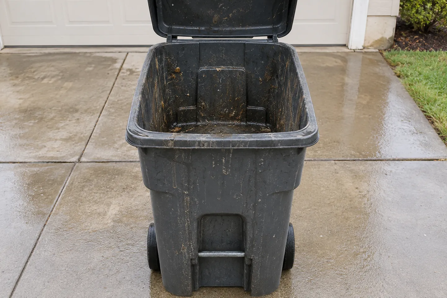Dirty version of the same residential garbage bin